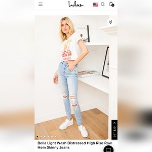 Eunina Bella Distressed High Rise Raw Hem Jeans Dry Goods Lulus Sz 15